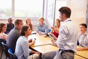 An instructor in front of a diabetes education class in Idaho Falls or Pocatello