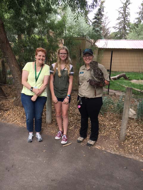 A zoo worker and attendee with Becky Sulik, a diabetes educator at Rocky Mountain Diabetes Center in Idaho Falls and Pocatello.