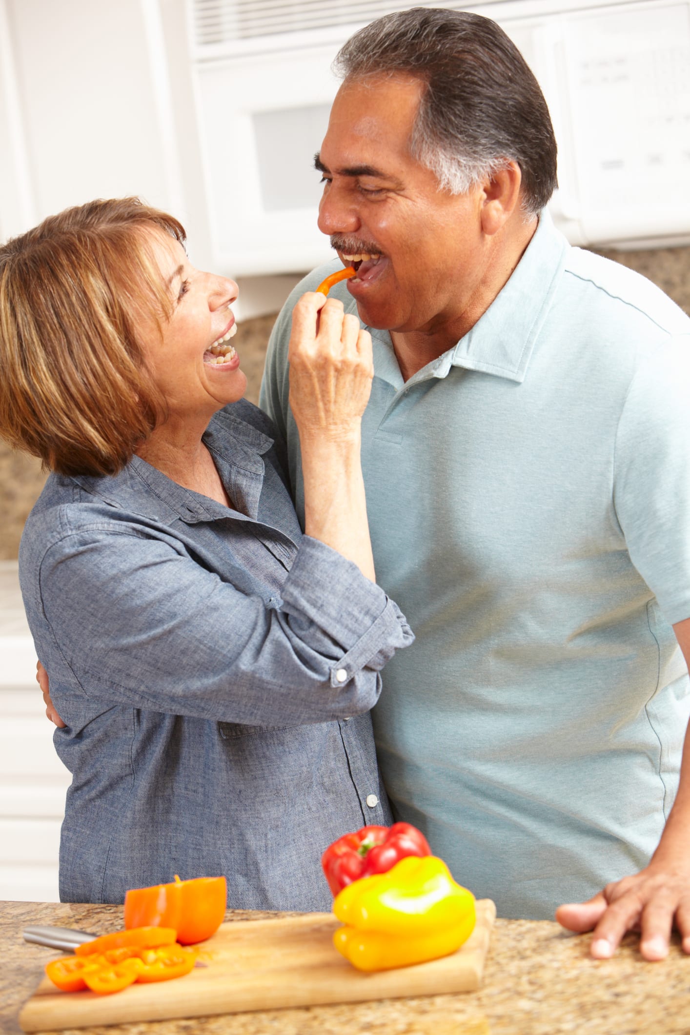 Senior couple cooking