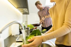 Diabetes educator teaching a cooking specialty class about diabetes and nutrition at Rocky Mountain Diabetes Center as part of our diabetes healthcare in Idaho Falls and Pocatello.