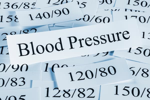 strip of paper that says blood pressure.