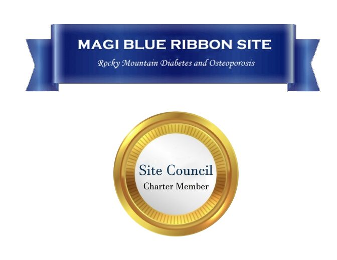 Magi Blue Ribbon and Site Council Charter Member accreditation medallions.